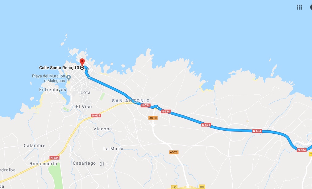 Ruta Princesa, Segundo Sector, 9: Continuamos por la N634 en dirección Galicia y a la altura de San Antonio llegamos finalmente a Tapia de Casariego.